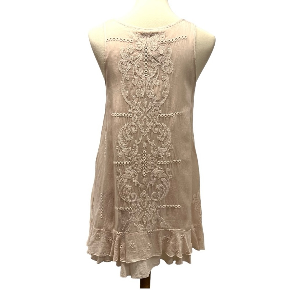 Johnny Was NWT Pale Pink Embroidered Boho Sleeveless Tunic Top Women’s Small - Picture 3 of 11